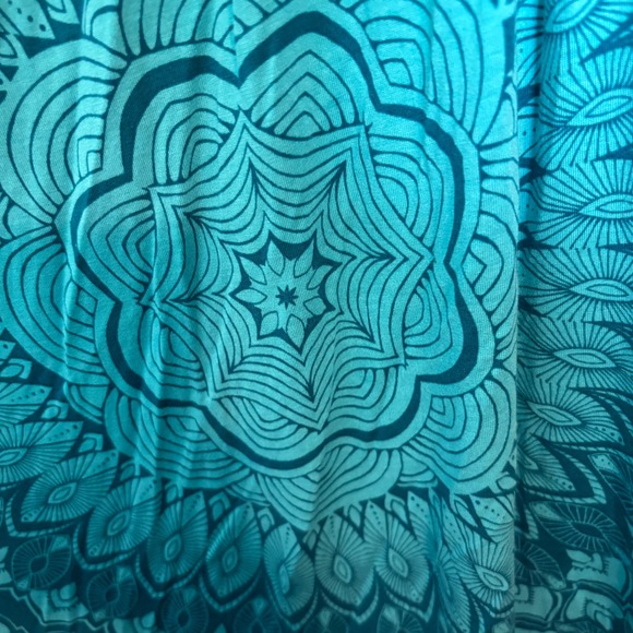 LASCANA Beachy Boho Chic Teal Blue Mandala Print Shoulder Tie Sundress Size 12 - Picture 3 of 12